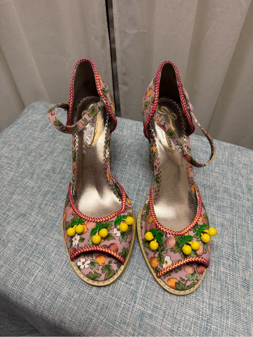 Poetic Licence Sweet Shirley Temple Cherry Floral Peep Toe Heels